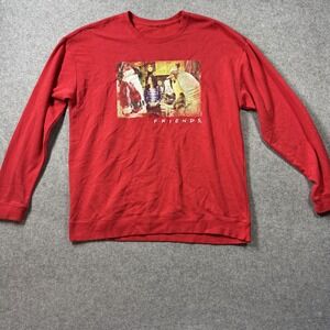 Friends Unisex Holiday Armadillo Graphic Sweatshirt 2XL Red Fleece Pullover